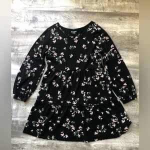 Old Navy Black Floral Kids Dress Delicate Light Pink Flowers